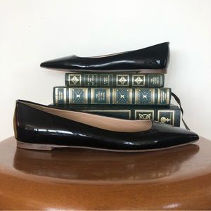 J. Crew Size 7.5 Black Patent Leather Pointed Toe Professional Flats